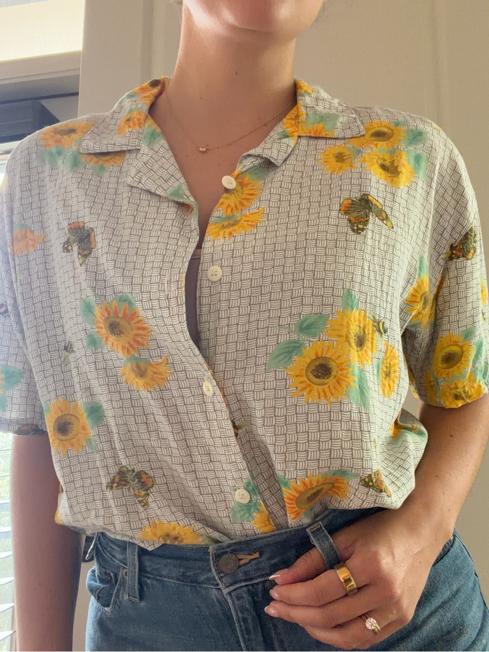 Vintage Bill Blass Sunflower Shirt